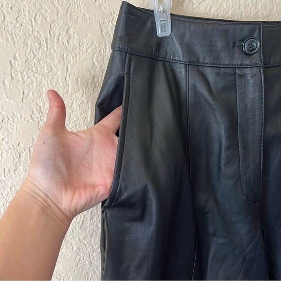 Jason Wu Straight-Leg Lamb Leather Black Pants‎ Size 4 - Picture 4 of 12